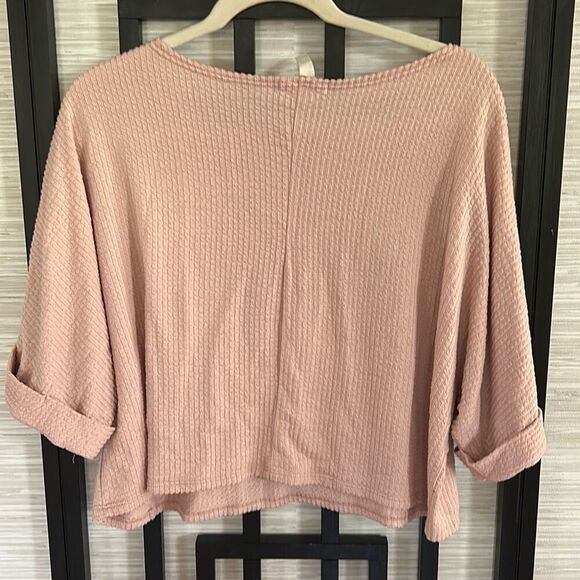 Caution to the wind blush pink waffle light weight oversized top m - Picture 3 of 4